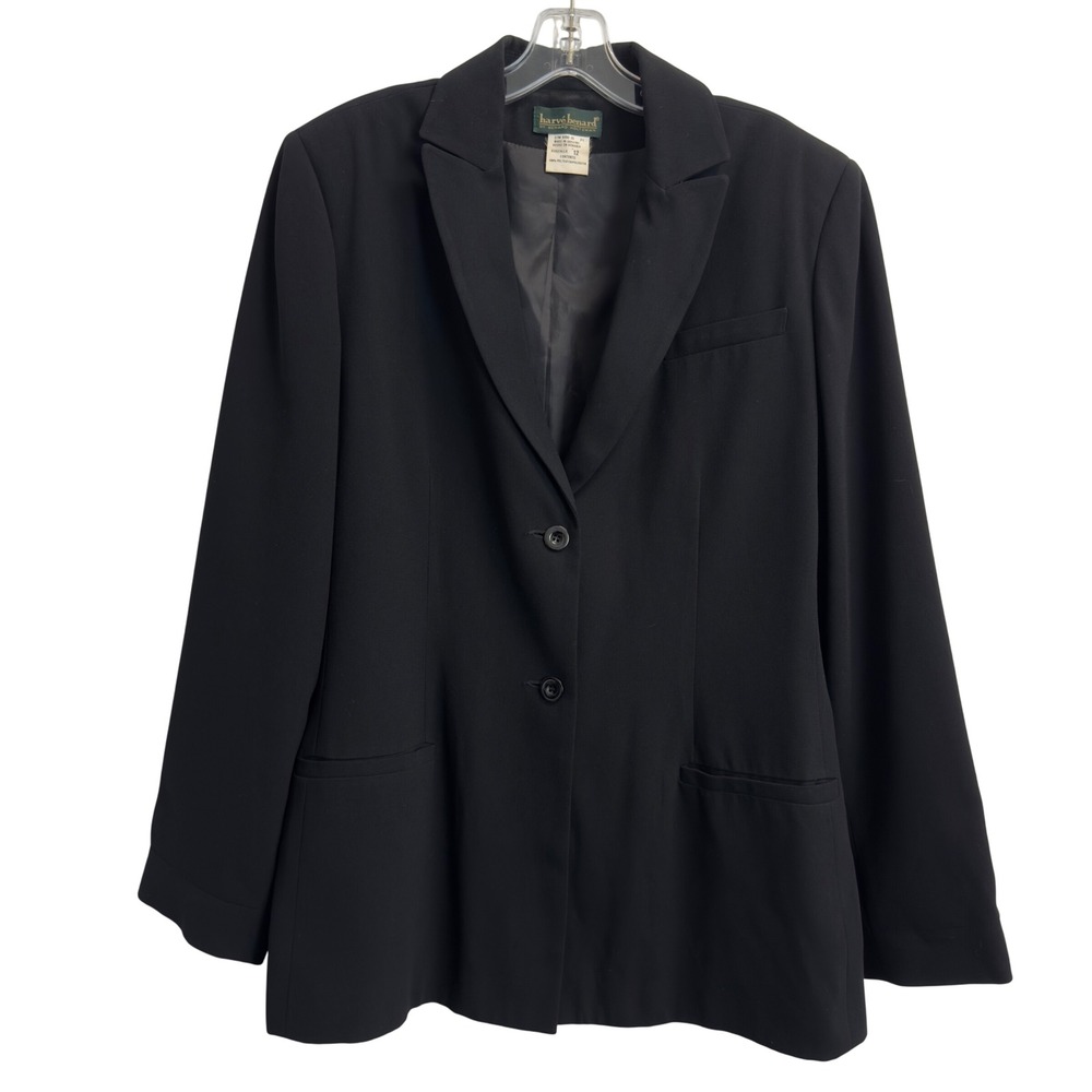 Harve‎ Benard Black Two Button Blazer Jacket Womens Size 12 Professional Office